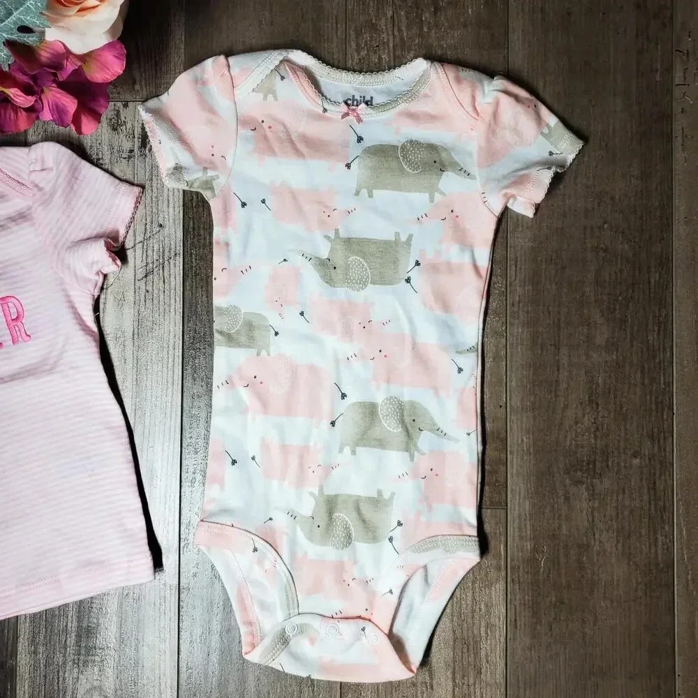 Child of Mine by Carter's Pink Little Sister Elephant Tops Bundle Size 18m NWOT